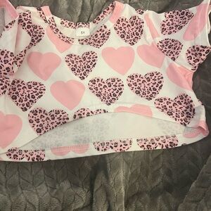 Pink Heart and Leopard Print Top